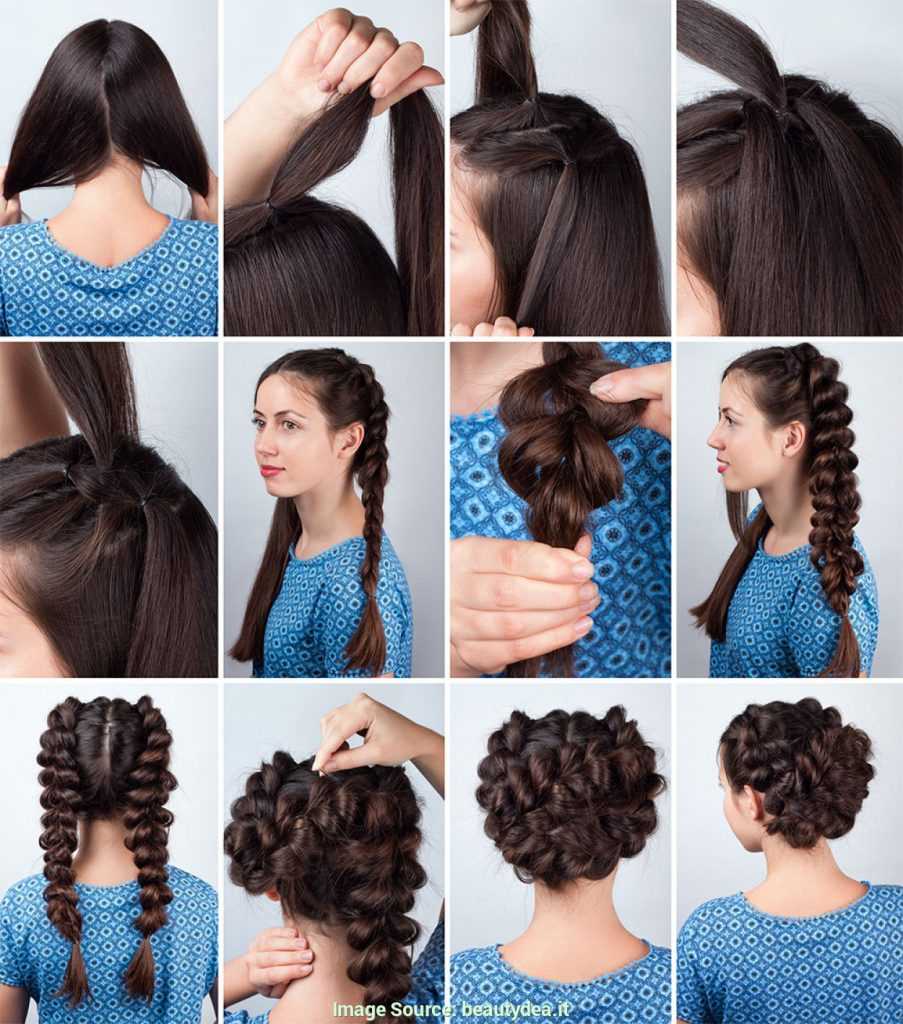 Объемная коса на длинные волосы для девочек. фото, пошаговое плетение с резинками, на бок