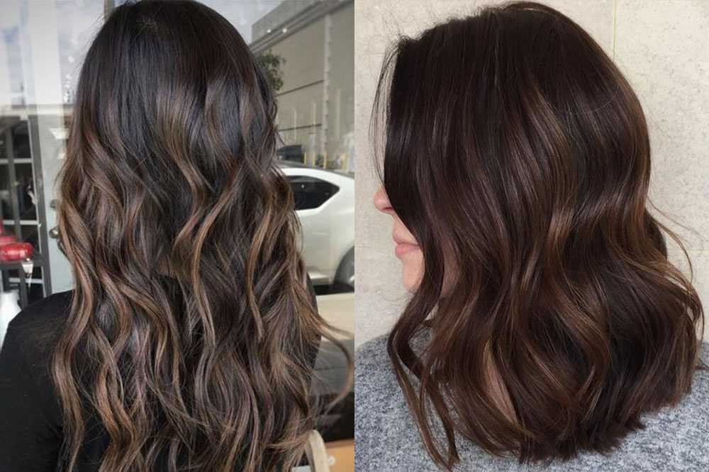 Окрашивание волос на каштановые волосы до и после