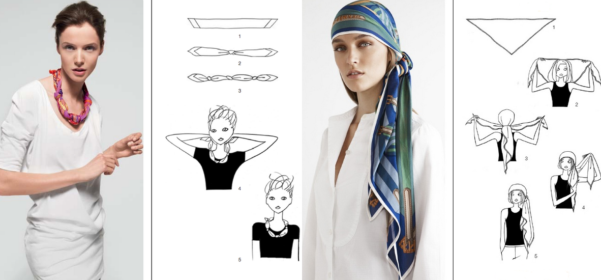 Как завязать шарф или платок на шее разными способами?