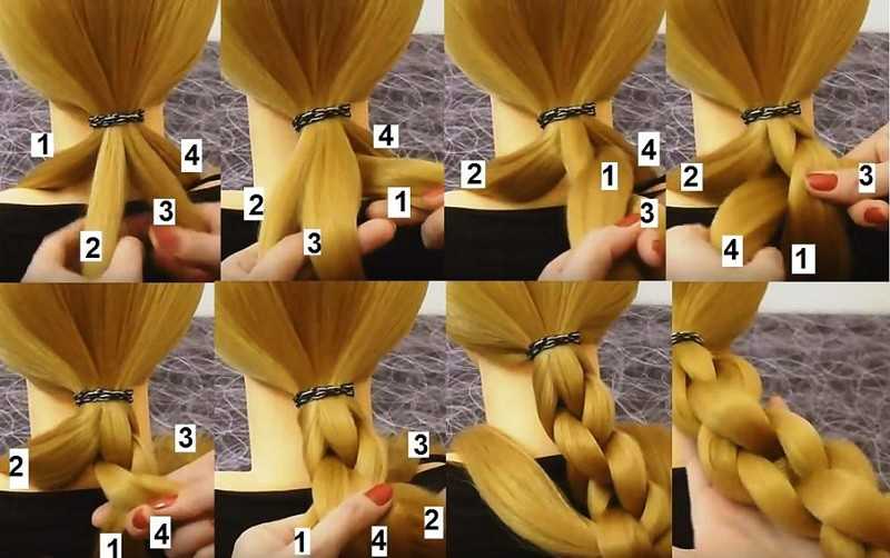Как красиво заплести волосы: схемы кос из 4 прядей