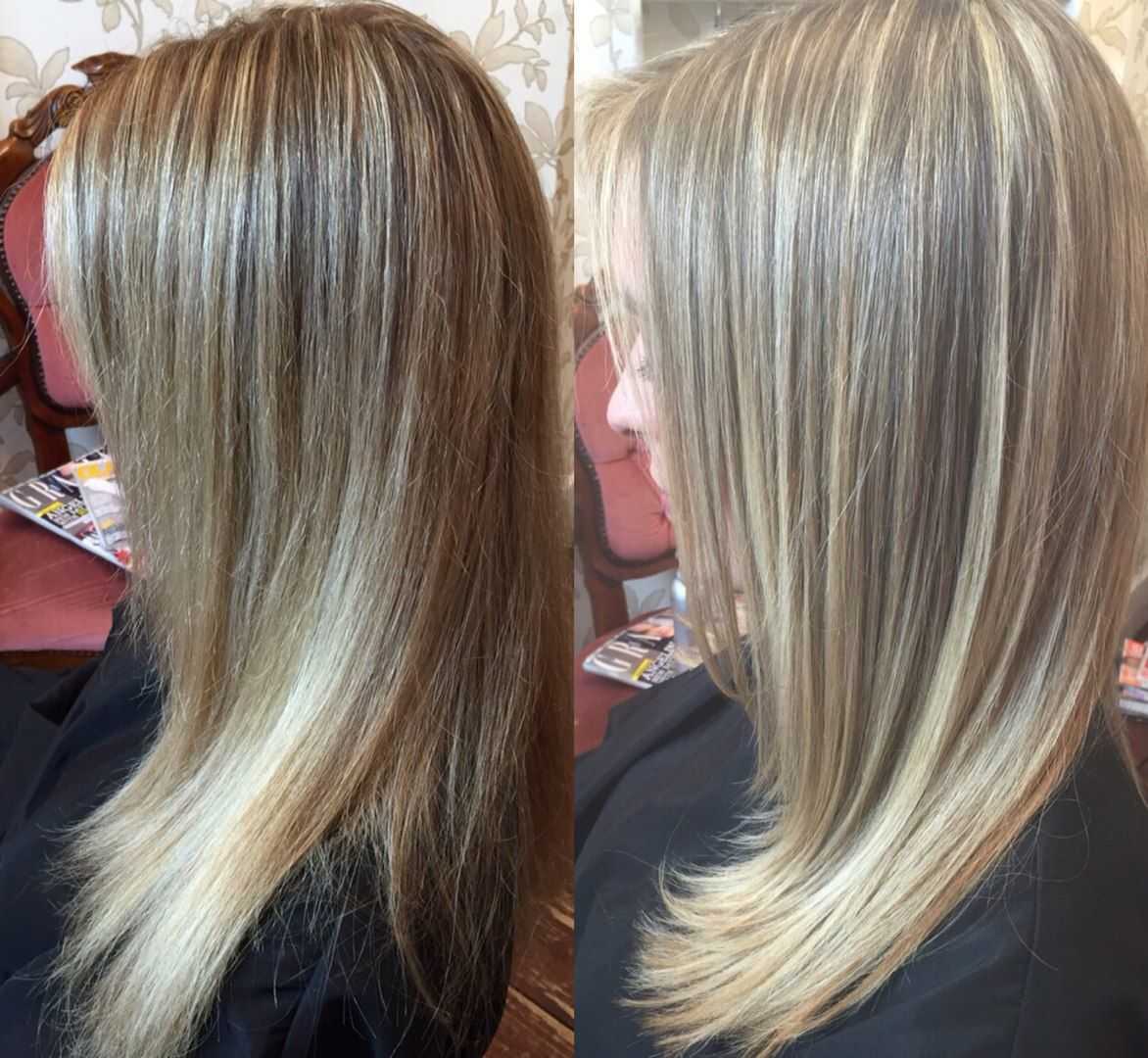 Мелирование на мелированные волосы фото до и после